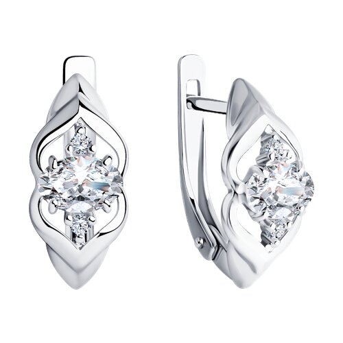 Серьги из серебра с фианитами