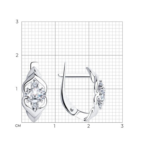 Серьги из серебра с фианитами