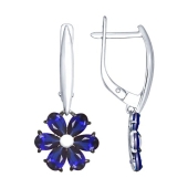 Серьги из серебра с сапфировыми корундами