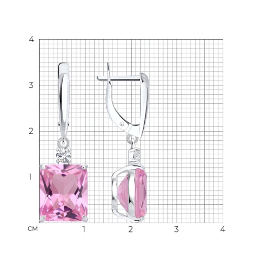 Серьги из серебра с ситаллами и фианитами
