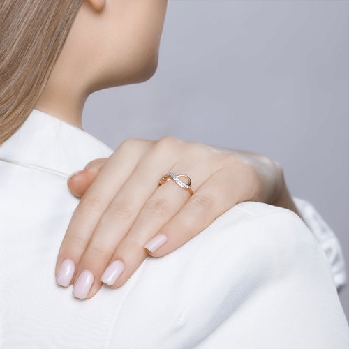 Кольцо из серебра с позолотой и фианитами