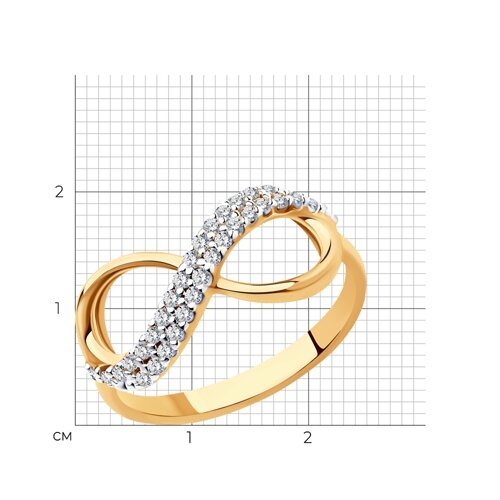 Кольцо из серебра с позолотой и фианитами