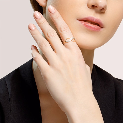 Кольцо из серебра с позолотой и фианитами