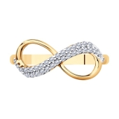 Кольцо из серебра с позолотой и фианитами