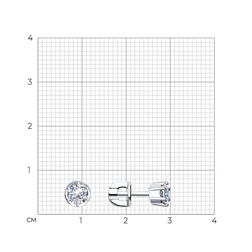 Серьги из серебра с фианитами