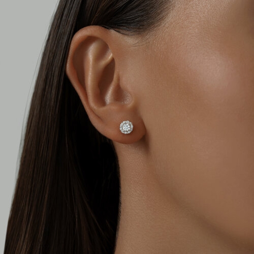 Серьги из серебра с ювелирными кристаллами