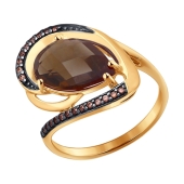 Кольцо из золота с раухтопазом и фианитами