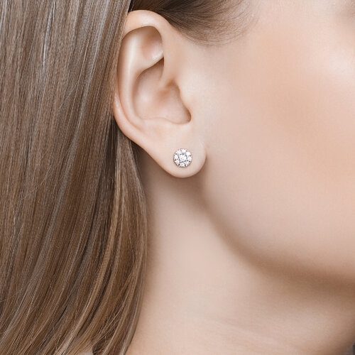 Серьги из серебра с горным хрусталем и фианитами