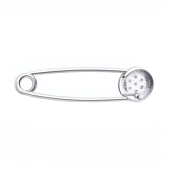 Брошь-булавка из серебра с фианитами