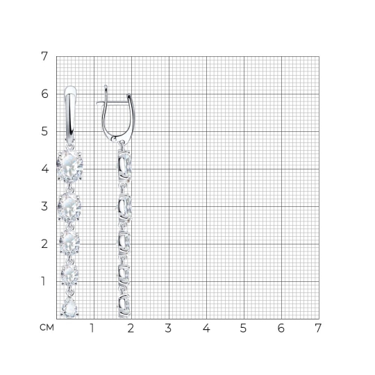Серьги из серебра с фианитами