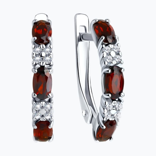 Серьги из серебра с фианитами