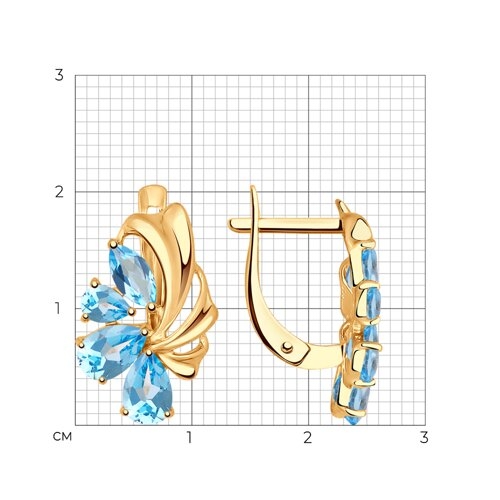 Серьги из золота с топазами