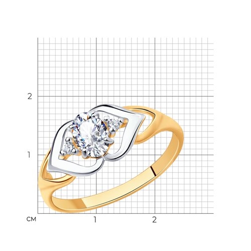 Кольцо из серебра с позолотой и фианитами