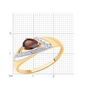 Кольцо из золота с гранатом и фианитами