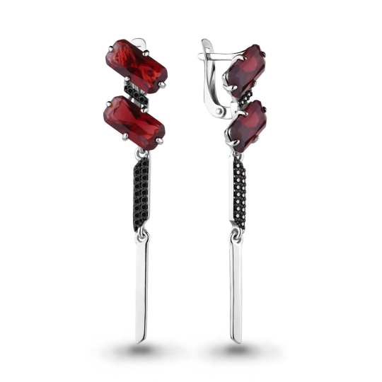 Серьги из серебра с перламутром и фианитами