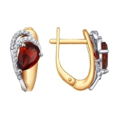 Серьги из золота с гранатами и фианитами