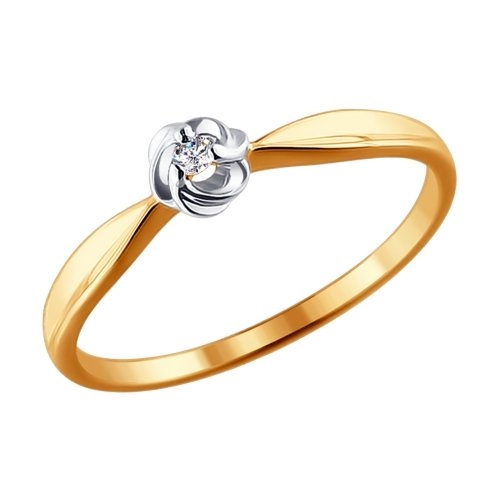 Кольцо из комбинированного золота с бриллиантами "Дракон"