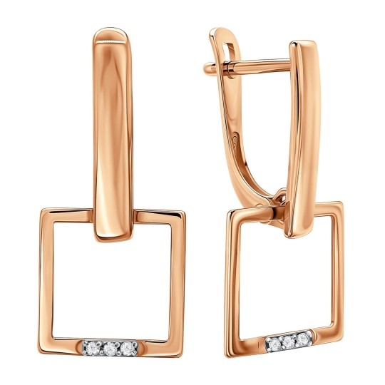 Серьги из золота с гранатами и фианитами