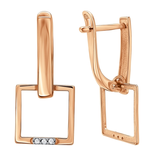 Серьги из золота с гранатами и фианитами