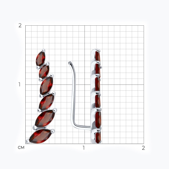 Серьги из серебра с гранатами