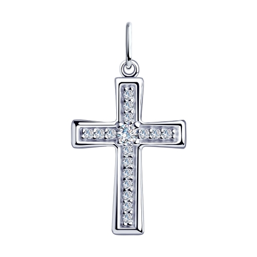 Подвеска из серебра с фианитами "Сердце"