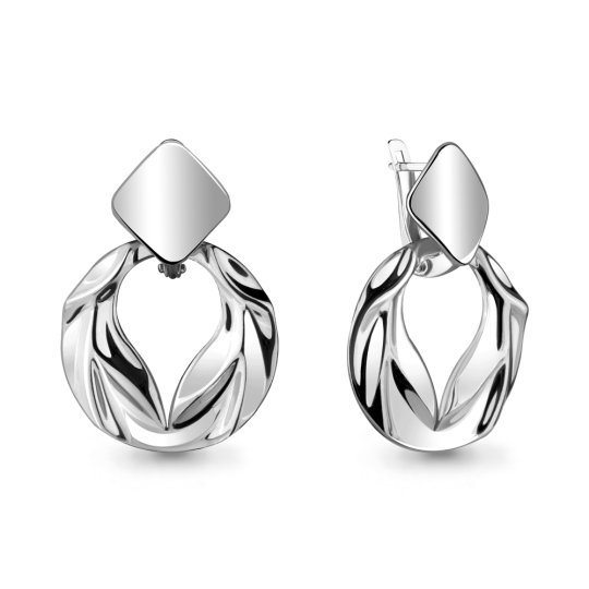 Серьги из серебра с ювелирными кристаллами мятный оникс и фианитами