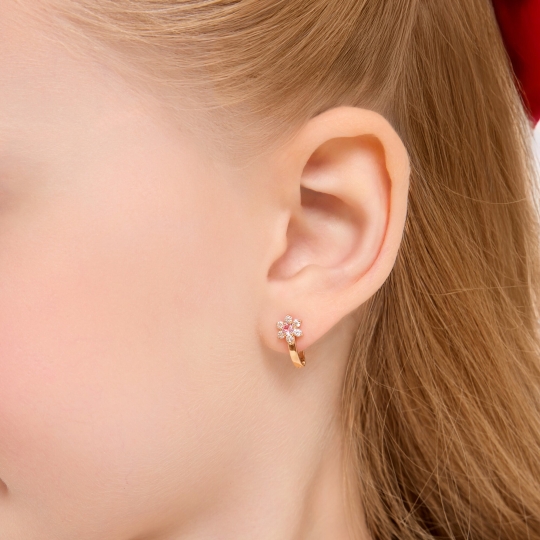 Серьги из золота с бриллиантами и изумрудами