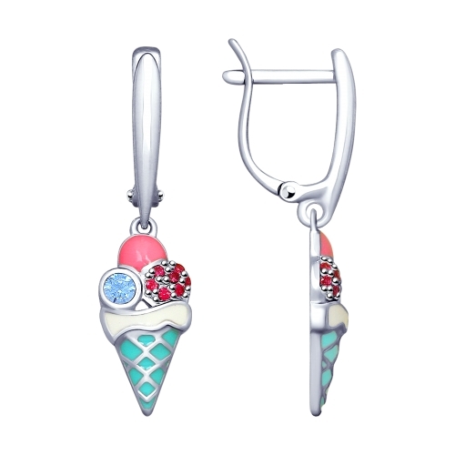 Серьги из серебра с фианитами