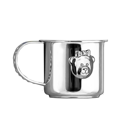 Чашка чайная из фарфора с серебряной подставкой "Ангел"