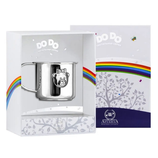 Чашка чайная из фарфора с серебряной подставкой "Ангел"