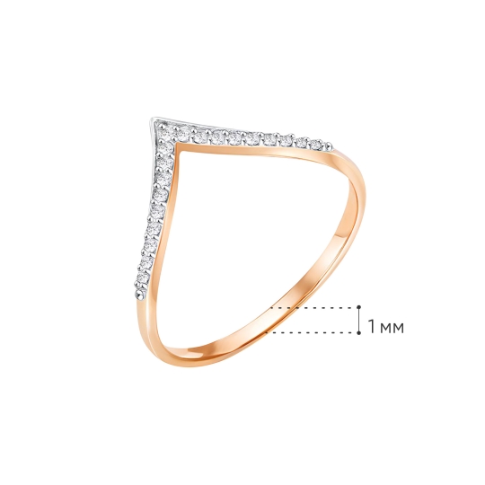 Кольцо на фалангу из золота с фианитами