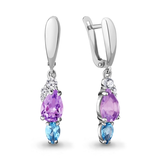 Серьги из серебра с фианитами