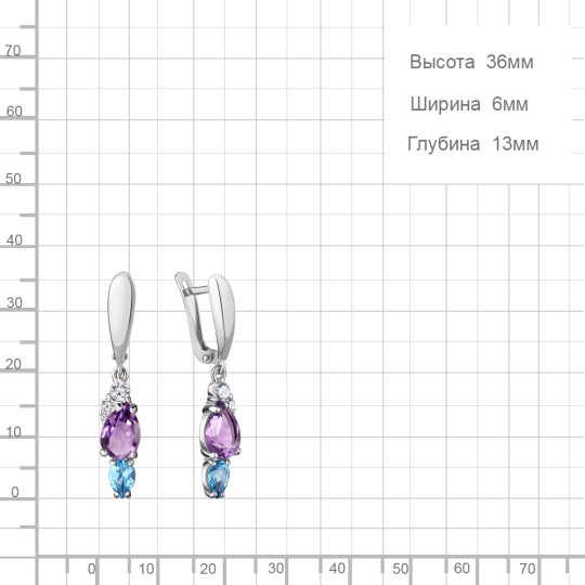 Серьги из серебра с фианитами