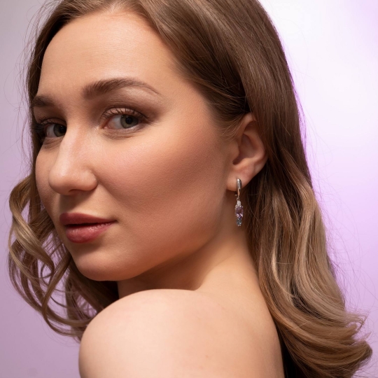 Серьги из серебра с фианитами
