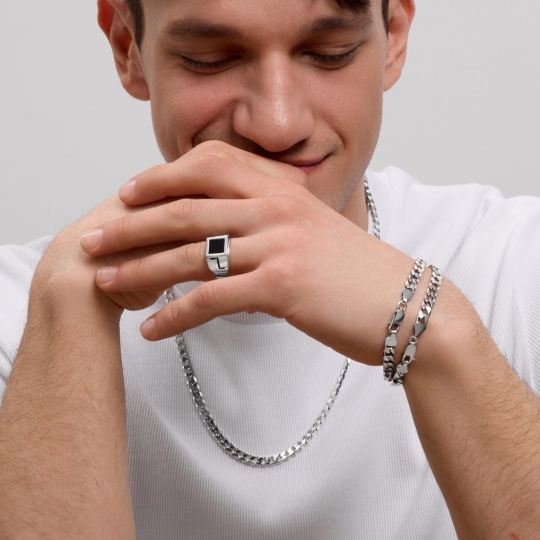 Кольцо из серебра с раухтопазом и фианитами