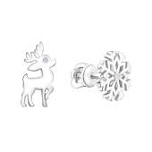 Асимметричные серьги из серебра с фианитами