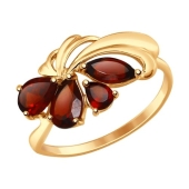 Кольцо из золота с гранатами