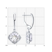 Серьги из серебра с горным хрусталём и фианитами