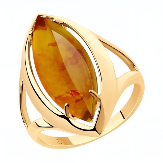 Серьги из серебра с позолотой и янтарем