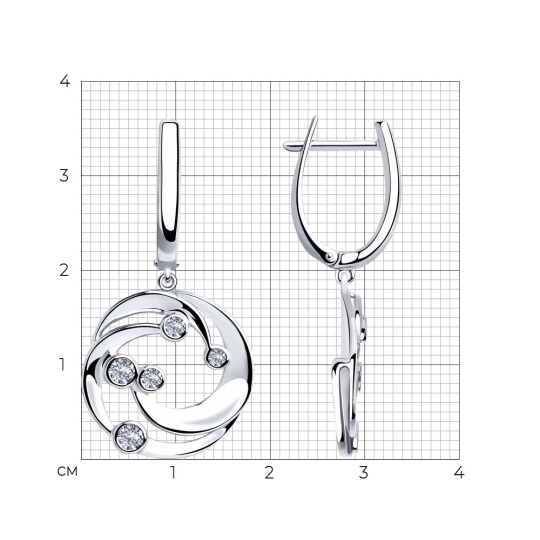 Серьги из серебра с фианитами