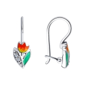 Серьги из серебра с эмалью и фианитами