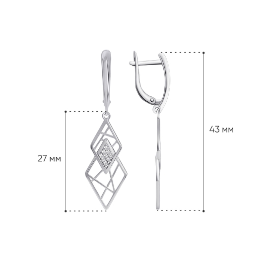 Серьги из серебра с фианитами