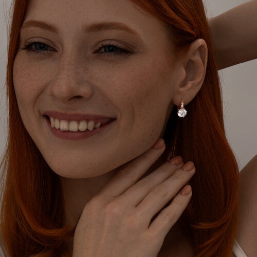 Серьги из серебра с аметистами и фианитами