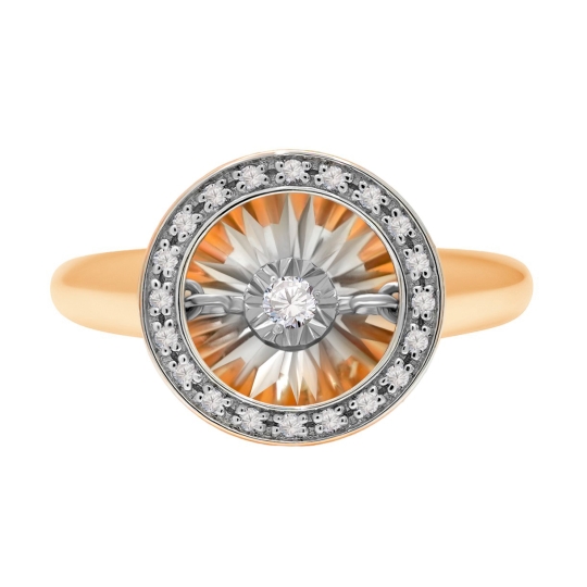 Кольцо из белого золота с бриллиантами и "танцующим" бриллиантом