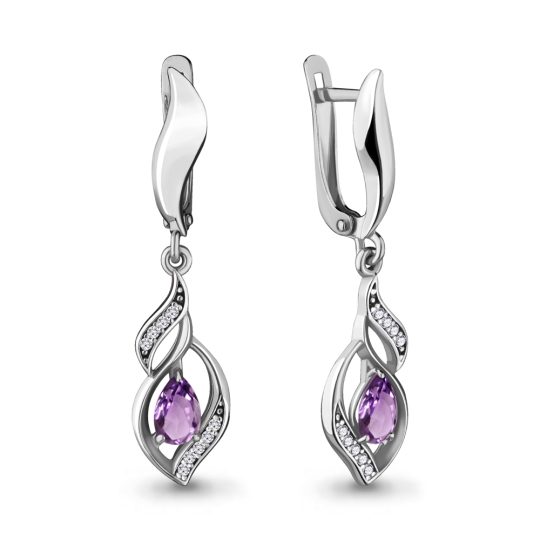 Кольцо из серебра с аметистом и фианитами