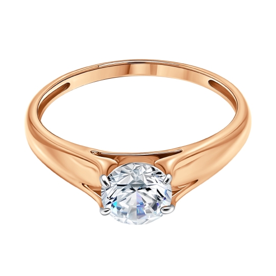 Кольцо из золота с сапфиром и фианитами