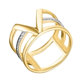 Кольцо из лимонного золота с фианитами