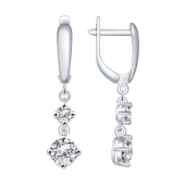 Серьги из серебра с фианитами