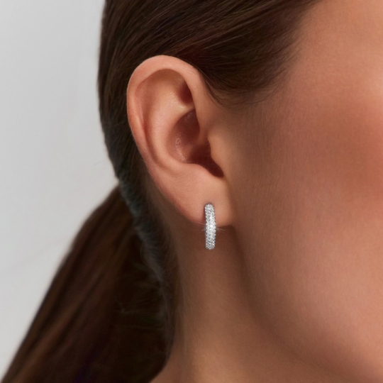 Серьги из серебра с позолотой и фианитами