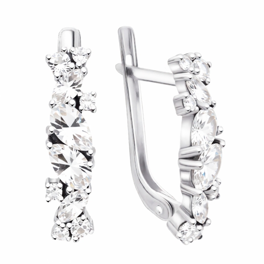Серьги из серебра с фианитами
